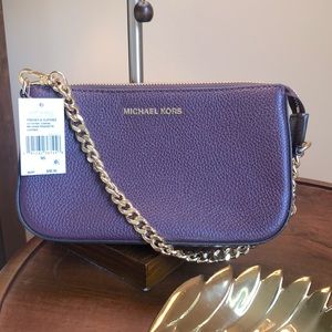Leather Michael Kors handbag in eggplant